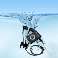 Waterproof MP3 Player for Swimming Sport MIUSUK Clip Design Lossless Audio Format 8GB Memory Waterproof Headphone Inside and FM Radio Function Swim Kit Music Player with Waterproof Headphones-Black