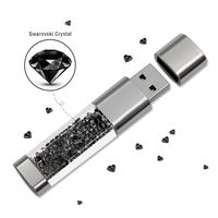 D-CLICK TM Bling Bling Jewelry Crystal USB 3.0 Super Speed Flash Drive for Girls (64GB, Black)