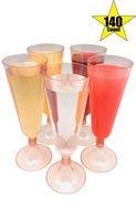 140 pc Plastic Classicware Glass Like Champagne Wedding Parties Toasting Flutes Party Cocktail Cups (Rose Gold Glitter)