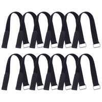 VIGAER 18 inch Cinch Cable Tie Down Straps, 12 Pcs Reusable Hook and Loop Fastening Nylon Cable Tie Wraps with Metal Buckle