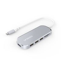 UFBOSS USB C Hub+ Combo Aluminum Multi-Port Adapter with Type-C Charging 3USB 3.0 Ports, USB3.0 SD/Micro Card Reader USB C to HDMI Output for MacBook Pro, Google Chromebook and More USB C Devices