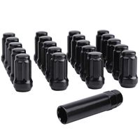 KSP 12mmx1.25 Black Tuner Wheel Lug Nuts Fit Nissan 350Z 370Z Infiniti G35 G37 Subaru Scion,6-Spline Chorme Conical Acorn Seat with 1 Socket Key for 5 Lug Tires