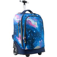 WEISHENGDA 18 inches Wheeled Rolling Backpack for Adults and School Students Laptop Books Travel Bag, Blue Sky