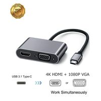 USB 3.1 Type C to HDMI VGA Adapter, 3Aplus Thunderbolt 3 to VGA/ HDMI Converter 4K, for MacBook Pro / Air,Dell, Lenovo,Galaxy S8/S9/S10
