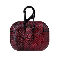 Eve.Ruan Luxury Snake Texture Leather Wireless Earphone Case for Couples, Protective Cover Skin Case for AirPods Pro/3, Shock Absorbing Design & Charging Hole & Portable Key Chain