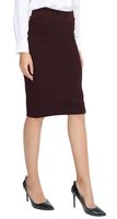 Urban CoCo Women's Elastic Waist Stretch Bodycon Midi Pencil Skirt (M, Burgundy)