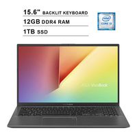 2020 Asus Vivobook 15.6 Inch FHD 1080P Business Laptop (Intel 2-Core i3-8145U up to 3.9 GHz, 12GB DDR4 RAM, 1TB SSD, Intel UHD 620, Backlit KB, FP Reader, HDMI, Windows 10 S)