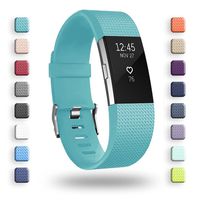 POY Replacement Bands Compatible for Fitbit Charge 2, Classic Edition Adjustable Sport Wristbands, Small Cyan