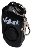 Vigilant 130dB Personal Alarm - Backup Whistle - Button Activated with Hidden Off Button - Bag Key Chain Clip - Batteries Included, Black, 1-Pack