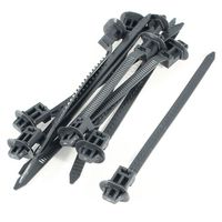 Uxcell Nylon Oval Design Push Mount Cable Tie, 165mmx6.4mm, 10 Pcs, Deep Gray