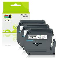 NineLeaf 3 Pack M-K231 12mm Tape M-231 MK231 1/2-Inch m Tape Compatible for Brother M231 Label Tape 0.47 Inch x 26.2 Feet 12mm x 8m Black on White Work with P Touch PT-70BM PT-M95 PT-90 PT-70