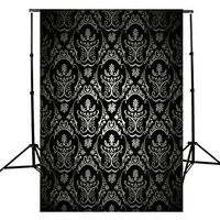 5x7ft Black Printing Maple Leaf Studio Photo Photography Background Backdrop