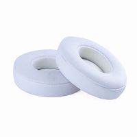 Justfitgear Replacement Protein Leather Ear Pads for Dr. Dre Beats Solo 2.0 3.0 Wired Headphone Headset Earphone (White)