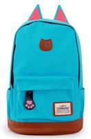 Backpack Hot Sale Unisex School Bag Travel Laptop Bag Shoulders Bag Canvas Cat Ears (sky blue)