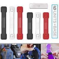 Cloop Magnetic Cable Keeper, 3 Small, 3 Large & 1 Base (Assorted Colors). Ideal Cord Organizer Cable Management for Earbuds Headphones USB Cables Electronics