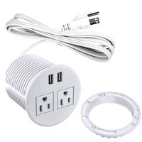 Power Grommet for Desk, Desktop Power Data Outlet with 2 AC Outlets and 2 USB Ports 6'ft Heavy Duty Power Cord (White)