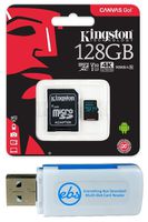 Kingston 128GB SDXC Micro Canvas Go! Memory Card and Adapter Bundle Works with GoPro Hero 7 Black, Silver, Hero7 White Camera (SDCG2/128GB) Plus 1 Everything But Stromboli (TM) TF and SD Card Reader