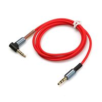 Distinct 1M Right Angle Spring 3.5mm Male to Male Car MP3 PC Stereo Audio AUX Cable Cord (Red)