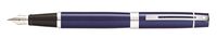 Sheaffer 300 Glossy Blue Lacquer Fountain Pen with Chrome-Plated Trim and Fine Nib