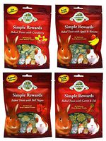Oxbow Simple Rewards All Natural Oven Baked Treats for Rabbit, Guinea Pigs, Hamsters, and Other Small Animals Variety Pack - 4 Flavors (Apple & Banana, Bell Pepper, Carrot & Dill, and Cranberry) - 2 Ounce Resealable Bags (4 Pouches Total)