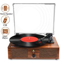 Vinyl Record Player, Bluetooth Turntable with Built-in Speakers and USB, Belt-Driven Vintage Phonograph Record Player 3 Speed   for Entertainment and Home Thank you Decoration