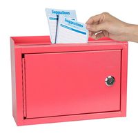 Kyodoled Suggestion Box,Locking Mailbox, Key Drop Box, Wall Mounted Mail Box,Safe Lock Box,Ballot Box,Donation Box 9.8" W x 3" D x 7" H, Red