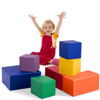 Costzon Soft Blocks, Toddler Foam Block Playset for Safe Active Play and Building, Indoor Climbers Stacking Play Set Learning Toys for Toddlers, Baby, Kids and Preschooler (7-Piece, 6 Color)