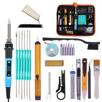 PJLSW Soldering Iron Kit, [Upgraded] 80W Temp Adjustable with Thermostatic Digital-Controlled LCD Display Welding Tool, 6 Soldering iron tips, Desoldering Pump, Stand, Solder Wick, Tweezer, Carry Bag