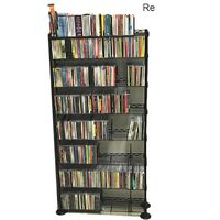 Music CD Storage Rack DVD Wire Shelving 8 Shelf Tier Steel Multimedia Media Steel Metal VHS Movies Holder Warehouse Adjustable Books TV Standing Office Dividers Multipurpose & eBook