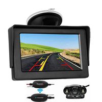 Ehotchpotch Vehicle Backup Camera & Monitor, 5'' TFT LCD Color Rearview Mirror, 2.4G Wireless Car Rear View Camera Parking Reverse System, IR LED Night Vision, Distance Scale Lines