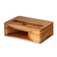 Desktop Cell Phone Stand Holder,Square Wooden Universal Mobile Phone Holder Stand Cradle Bracket Wood Color