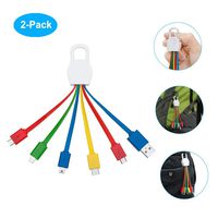 2Pack Multi USB Cable, Multi Charge Cable, Universal 6 in 1 Multiple USB Cable with Micro, Type C, Mini USB Ports for Charging (Color)