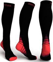 Physix Gear Compression Socks for Men & Women 20-30 mmhg, Best Graduated Athletic Fit for Running Nurses Shin Splints Flight Travel & Maternity Pregnancy - Boost Stamina Circulation & Recovery RED S/M