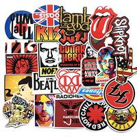 Cool Band Sticker 50pcs Music Decals Vinyl Skateboard Guitar Travel Case Sticker Door Laptop Luggage Car Bike Bicycle Stickers (50pcs). You get All The Stickers in The Pictures. Nice !