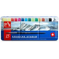 Caran d'Ache Gouache Studio 15 Assorted Colors Set in Metal Tin