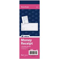 Adams Money Receipt Book With Stub, 5 15/16in. x 2 3/4in., Pack Of 5