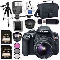 Canon EOS Rebel T6 DSLR Camera with 18-55mm Lens + 58mm Wide Angle Lens + 58mm 2x Lens + Canon 100ES EOS Shoulder Bag Bundle