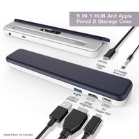 Leakind Apple Pencil Case for ipad Pro and Apple Pencil 2,5-in-1 USB C Hub Adapter with Type-C Port,HDMI 4k@60Hz,USB 3.0 Port,USB-C PD 2.0 Port,3.5mm Headphone Port