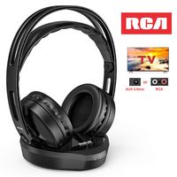 Wireless TV Headphones, RCA Over Ear Hi-Fi Stereo Headset for TV Watching PC VCD, Headphones with 2.4GHz RF Transmitter, Charging Dock for Seniors Hearing Impaired, 100ft Range, Rechargeable, Black