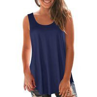 GHrcvdhw Women Summer Casual Tank Top Round Neck Solid Sleeveless Ruched Shirt Vest Tops Blouse Navy