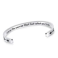 SAM & LORI Inspirational Cuff Bracelet Bangle Keep Going Motivational Mantra Quote Stainless Steel Engraved Best Friend Sister Gift for Women (Live as the warior that God called you to be)