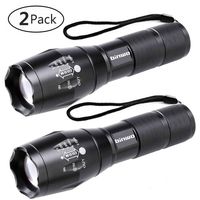 LED Tactical Flashlight, BINWO Super Bright High Lumen XML T6 LED Flashlights Portable Outdoor Water Resistant Torch Light Zoomable Flashlight with 5 Light Modes, 2 Pack
