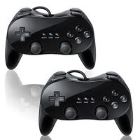 SQDeal Classic Pro Controller Console Gamepad Joystick for Nintendo Wii Game Remote (Black, 2 Pack)
