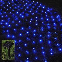 BMOUO 1Mx2M 120 LEDs String Lights Net Mesh Lights, Waterproof Solar Net Led String Lights for Outdoor, Gardens, Homes, Dancing, Christmas Party (Blue)