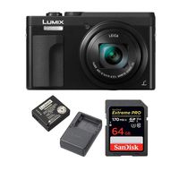 Panasonic Lumix DC-ZS70K 20.3 Megapixel 4K Digital Camera (Black) w/ 64GB SD Card & Lumix Battery & Charger Travel Bundle