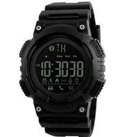 Outdoor Men Watch Sports Waterproof Smart Watches Digital Army with Bluetooth Call SMS Notification Pedometer Calorie Remote Camera for iOS Android (Black)