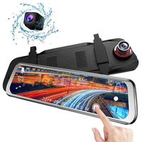 Mirror Dash Cam,Dual Dash Camera 1080P FHD 10 inches IPS Touch Screen, 2.5D Curved Anti-glare Blue Rearview Mirror, Front Lens Wide Angle 170°, Rear Waterproof Camera, ADAS, WDR/HDR, Built-in EIS, DDR