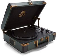 GPO Ambassador Bluetooth Turntable 3-Speed, Built-In Stereo Speakers and USB Stick for Recording Vinyl to MP3 - Green / Black