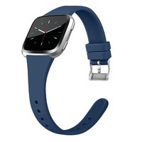 Tobfit Silicone Slim Band Compatible for Fitbit Versa/Lite/SE, Narrow & Thin Sport Wristband with Metal Buckle for Women/Men, Navy Blue, Large