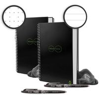 Rocketbook Holiday Bundle - 2 Smart Reusable Notebook Set with 1 Lined & 1 Dot Grid Notebook, 2 Pilot Frixion Pens & 2 Microfiber Cloths - Infinity Black Cover, Executive Size (6" x 8.8")